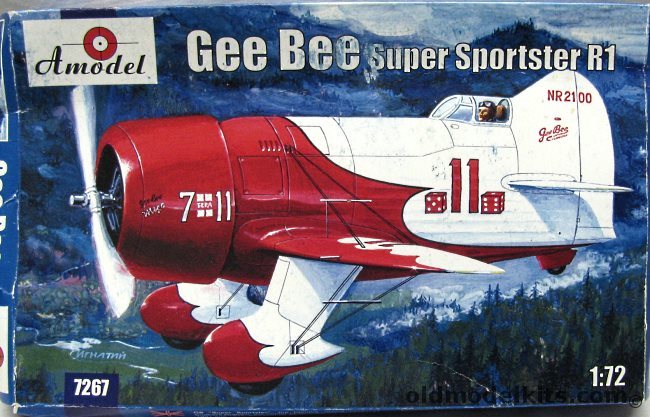 Amodel 1/72 TWO Gee Bee Super Sportster R1, 7267 plastic model kit
